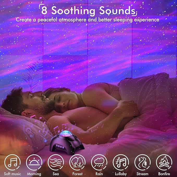 Rossetta Star Projector, Galaxy Projector for Bedroom, Bluetooth Speaker and White Noise Aurora Projector, Night Light Projector for Kids Adults Gaming Room, Home Theater, Ceiling, Room Decor - Image 3