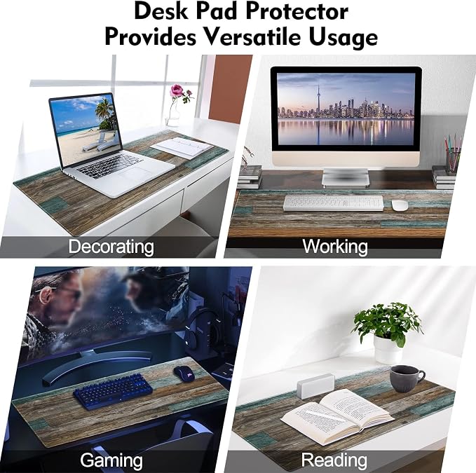 Galdas Gaming Mouse Pad Vintage Wood Grain Pattern XXL XL Large Mouse Pad Mat Long Extended Mousepad Desk Pad Non-Slip Rubber Mice Pads Stitched Edges Thin Pad (31.5x11.8x0.12Inch) - Image 8