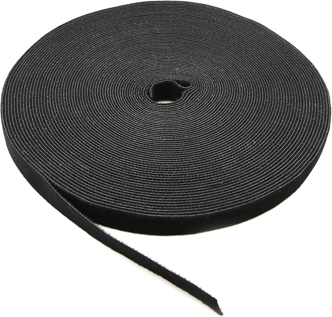 Reusable Fastening Tape Cable Ties 3/4 Inch Double Side Hook Roll (25 Yard, Black) by SAISN