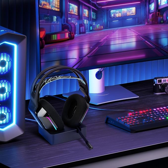 GEEKRIA Headphones Charging Stand for Logitech G733 Lightspeed Wireless Gaming Headset, 3D Printed Resin Magnetic Dock, Gaming Headset Base (Black) - Image 6