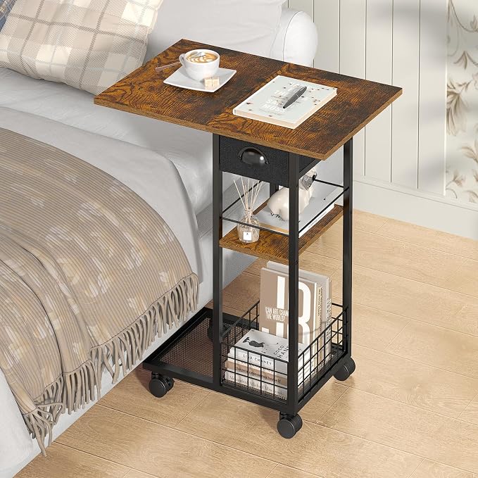 Hayexiha C End Table with Wheels, Drawer, 15.75" D x 23.62" W x 28.46" H - Image 2