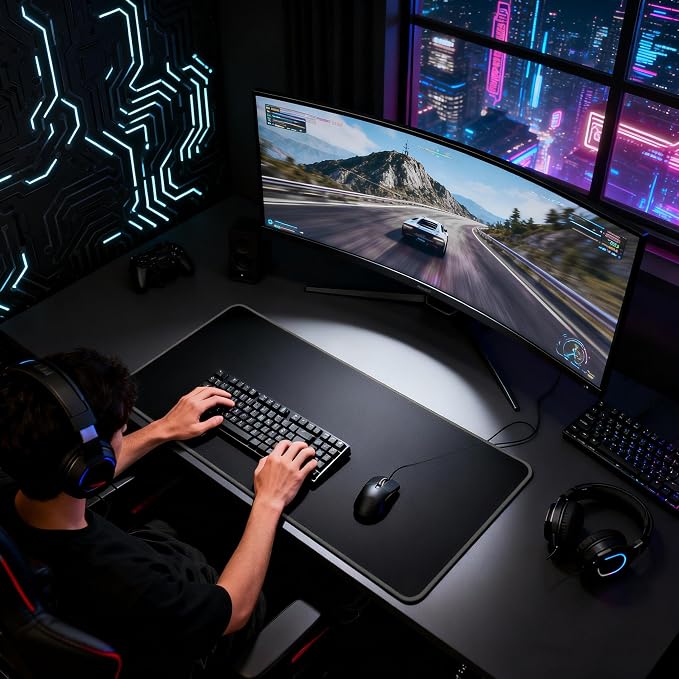 JIALONG Large Gaming Mouse Pad, Extended Mousepad with Grey Stitched Edges, XXL Desk Mat, Big Computer Keyboard Mat for Gaming and Office, 35.4 x 15.7 inches - Image 8