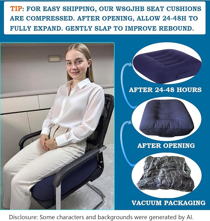 WSGJHB Office Chair Cushion Pillow Adult Car Booster Seat Cushions | Seat Cushions for Short People Effectively Increase Field of View Lower Back Fatigue Relief, for Home Anti-Slip 18x18x4.7" - Image 7
