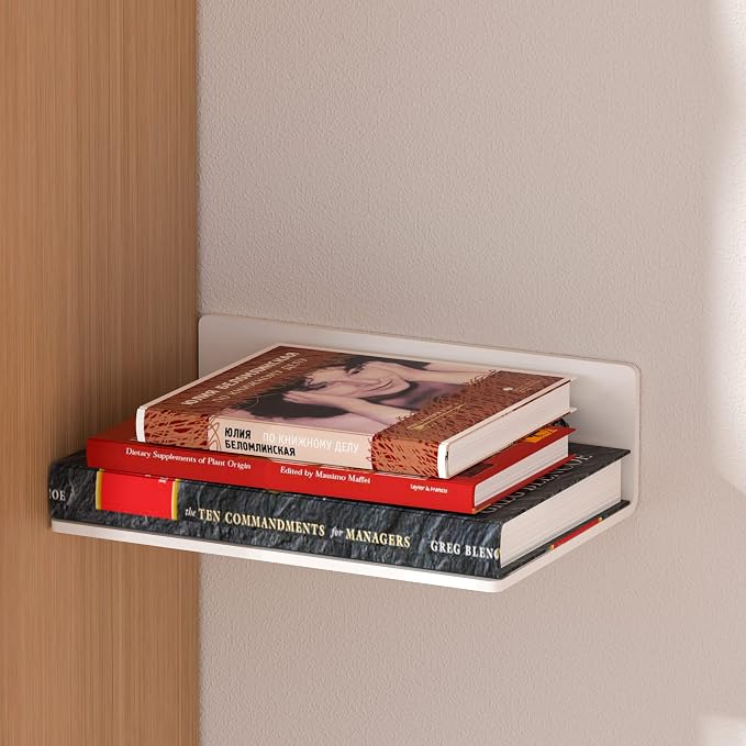 Sezanrpt 9 Inches Acrylic Wall Shelves 2 Pack, Floating Shelf for Wall Mounting, Acrylic Display Ledges for Funko Pop Figures, Home Décor, Living Room, Gaming Room, Plants(9 inch, White) - Image 5