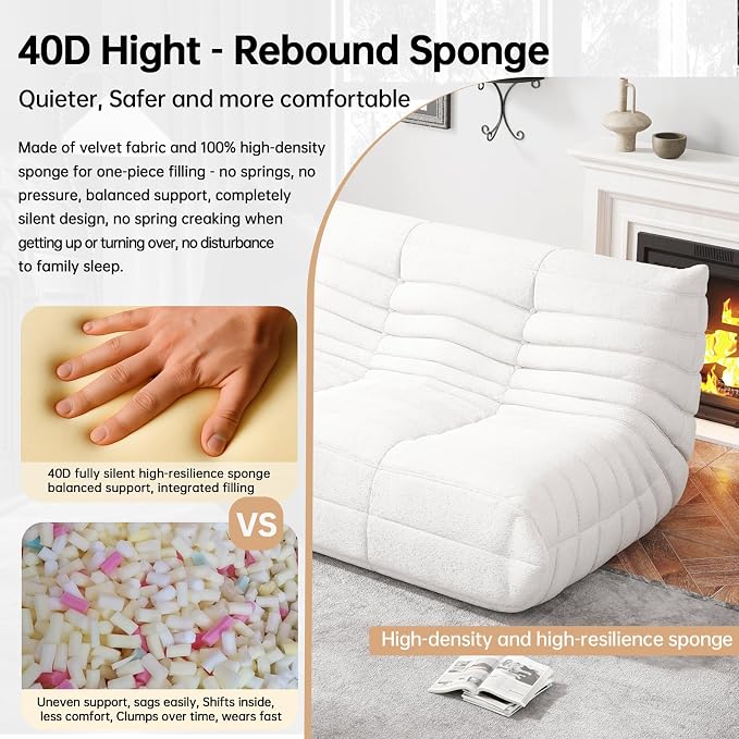 WHGBJA Loveseat Bean Bag Chair for Adults, Comfy Beanbag with Memory Foam | Floor Sofa Chair for Gaming, Reading, Bedroom, Living Room, Boneless, Ergonomic - Image 4