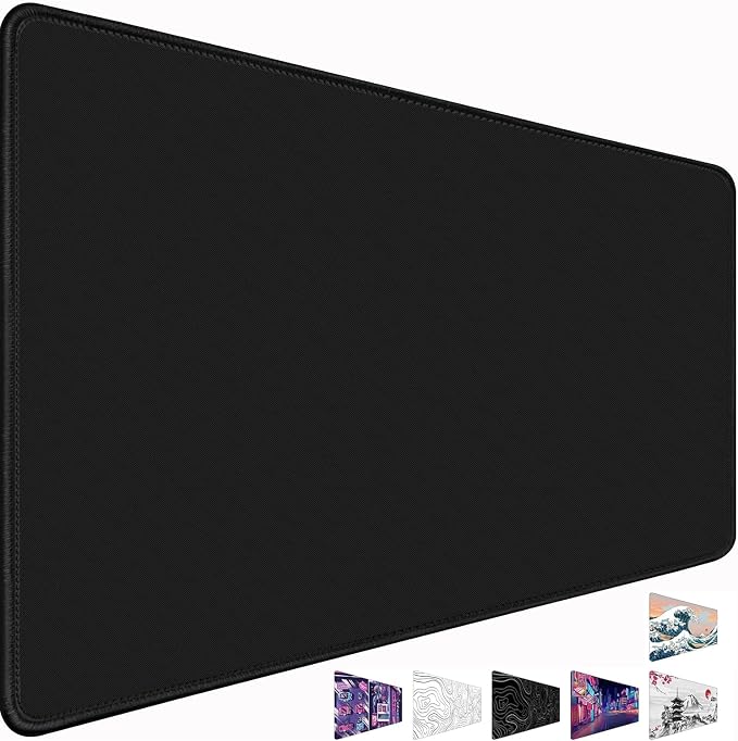 Large Mouse Pad Desk Mat Office Desk Pad with Stitched Edges, Black | Gaming Mouse Pad 35.4" x 15.7" Mousepad Non-Slip Waterproof Rubber Base PC Laptop Desk Home Office Accessories by CustomerFirstServiceFirst