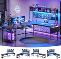 SEDETA 67" L Shaped Gaming Desk with Pegboard LED Lights and Power Outlet | Reversible Computer Desk with Keyboard Tray Hutch and Stoage Bag for Home Office, Black by SEDETA
