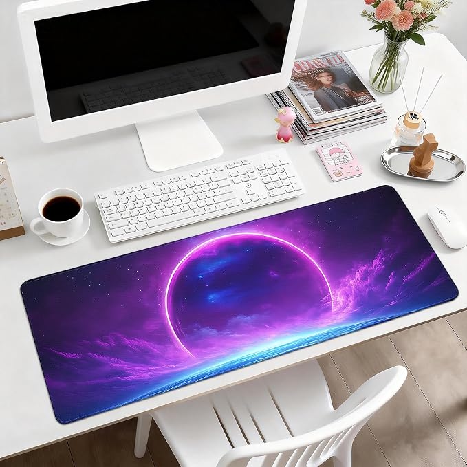 Gaming Desk Mat with Silky Smooth Surface & Exquisite Patterns,31.5x11.8 Inches Large-Sized Mouse Pad, Perfect for Extended Gaming,Work,and Home Office Decor (Starry Sky 1) - Image 2