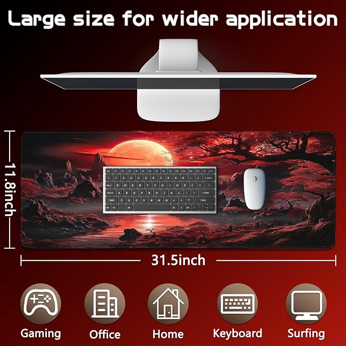 Mouse Pad Gaming - Desk Mat for Keyboard and Mouse - Large Mouse Pads for Desk, Gaming Mousepad with Non-Slip Base, Desks Pad (31.5" X 11.8") for Game, Office and Home - Image 5