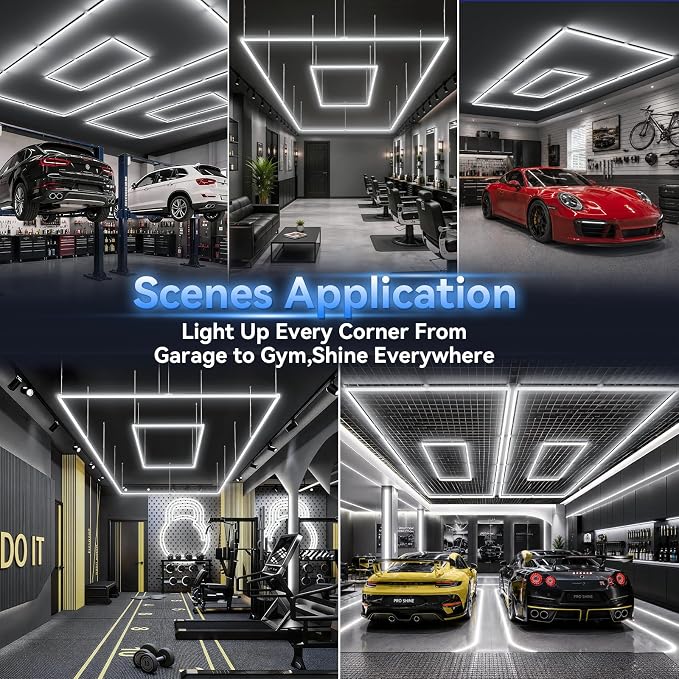 LZHOME LED Garage Lights: Super Bright Suspendable or Surface-Mounted Square Garage Lights, 5000K Natural White LED Lighting Hexagon Shop Light for Warehouse Gym Barber's Shop - Image 5