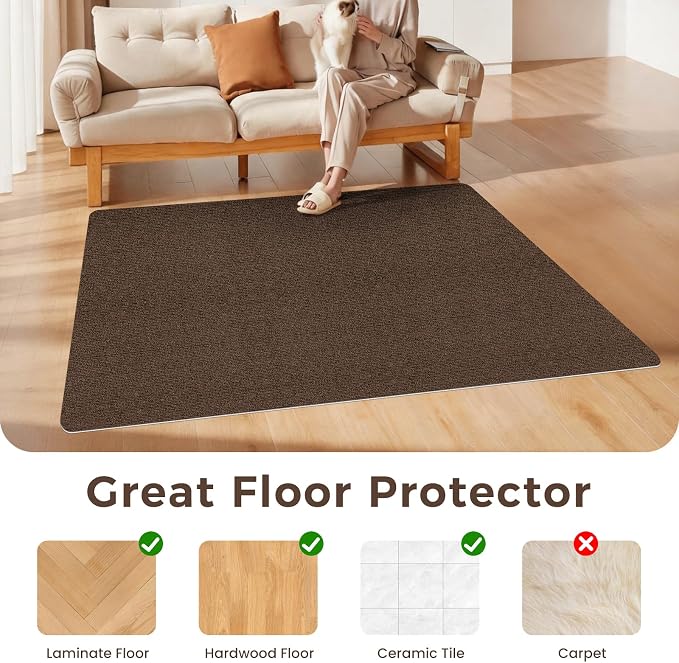 Sycoodeal Office Chair Mat for Hardwood Floor,Slip Resistant Floor Mat for Rolling Chairs,Easy to Clean,Large Floor Protector Office Computer Gaming Chair,Coffee(48"x60") - Image 4