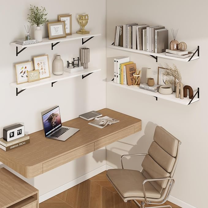Axeman Deep Floating Shelves, 48'' x 10'' White Wall Shelves Set of 2 - Image 2