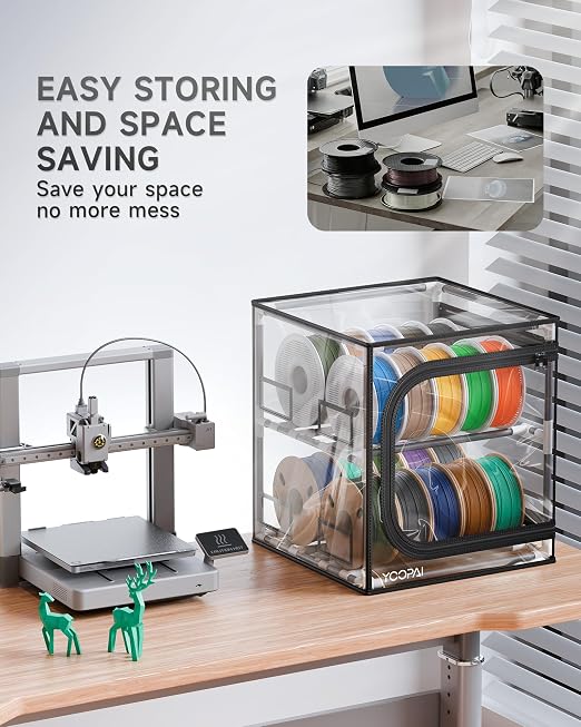 YOOPAI 3D Printer Filament Storage Box – 2 Tier Filament Storage Rack with Transparent Cover, Holds Up to 24 Rolls 1KG – 3D Filament Storage Organizer for Home, Workshop & Studio - Image 5