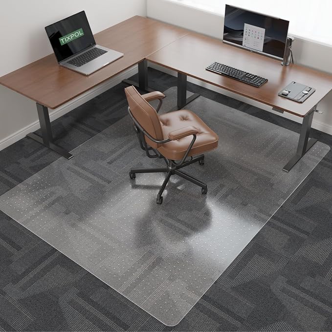 Office Chair Mat for Carpet, tixpol 46" x 60" Chair Mat for Carpeted Floors, Non-Slip Carpet Protector Floor Mat with Grips, Heavy-Duty Rolling Under Desk Mat for Home Office and Gaming (Clear) - Image 9