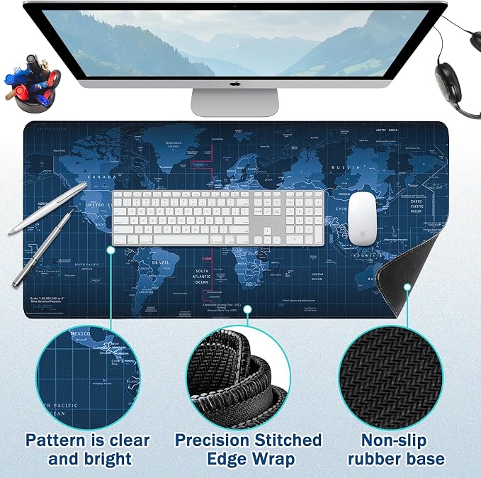 Mouse Pad Gaming - Desk Mat for Keyboard and Mouse - Large Mouse Pad for Desk, Mousepad (35.4" X 15.7") with Non-Slip Base, Desks Pad Mat Office and Home - Image 2