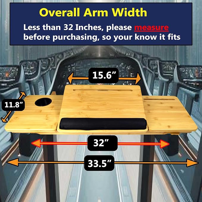 Treadmill Desk Attachment - Joymaney Adjustable Laptop Workstation with Wrist Rest, Cup Holder & Phone Slot- Fits Treadmills up to 32" - Image 3