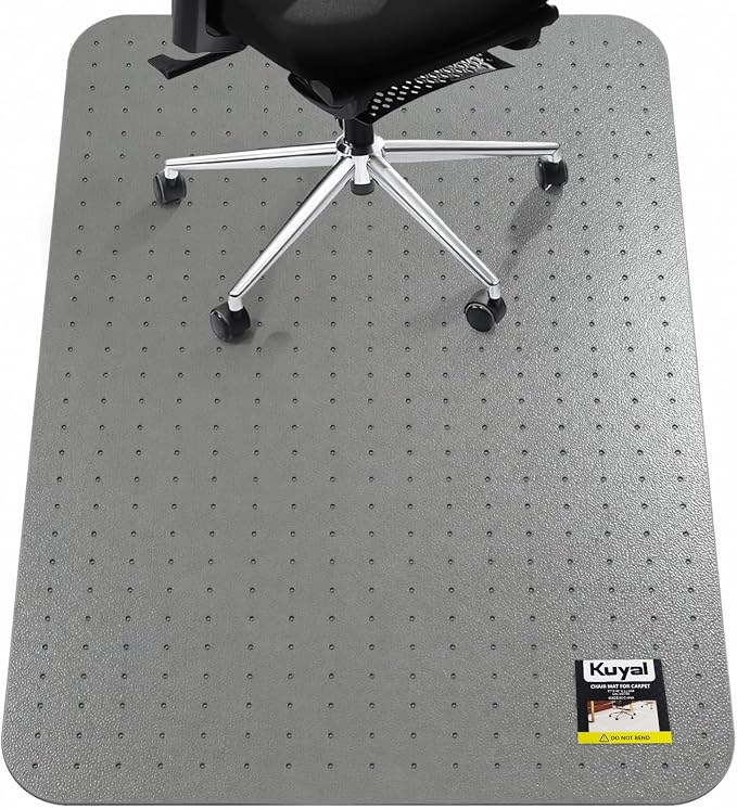 Kuyal Office Chair Mat for Carpet, Gray Heavy Duty Computer Chair Mat | 36''x48'', Under Desk Protector Carpeted Floors Mat, Easy Chair Movement,Ship Flat, Gray by Kuyal