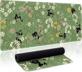 Cute Cat Mouse Pad Large Green Desk Mat Extended Keyboard Mouse Pad Kawaii Mousepad with Non-Slip Base and Stitched Edge Plant Mouse Mat Desk Pad 31.5 x 11.8 in Mouse Pads for Decor Home Office Gaming by Unknown