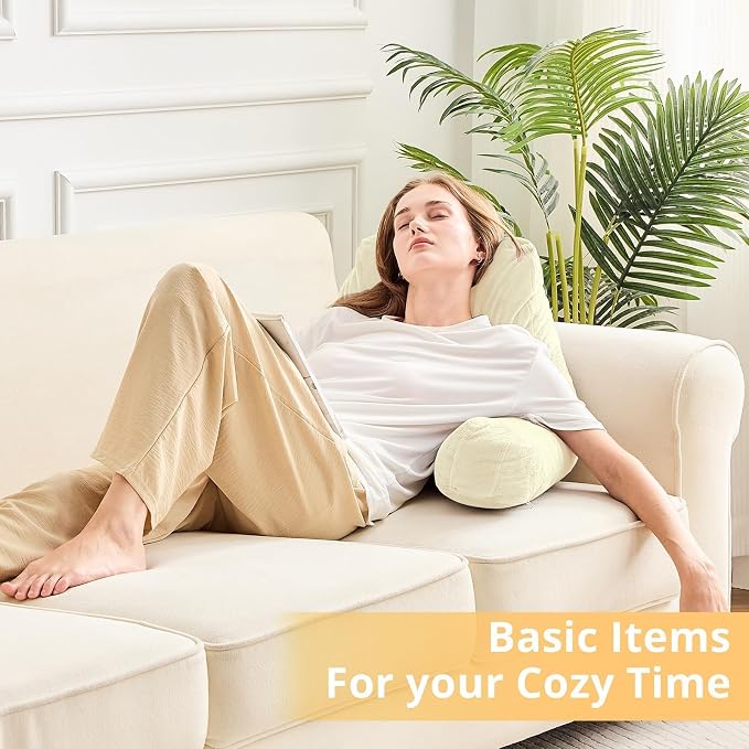 Sasttie Reading Pillow for Bed, Back Pillow for Sitting Up, Cream - Image 9
