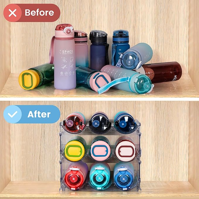 spospo Water Bottle Organizer for Cabinet 3 Pack Water Bottle Holder - Image 4