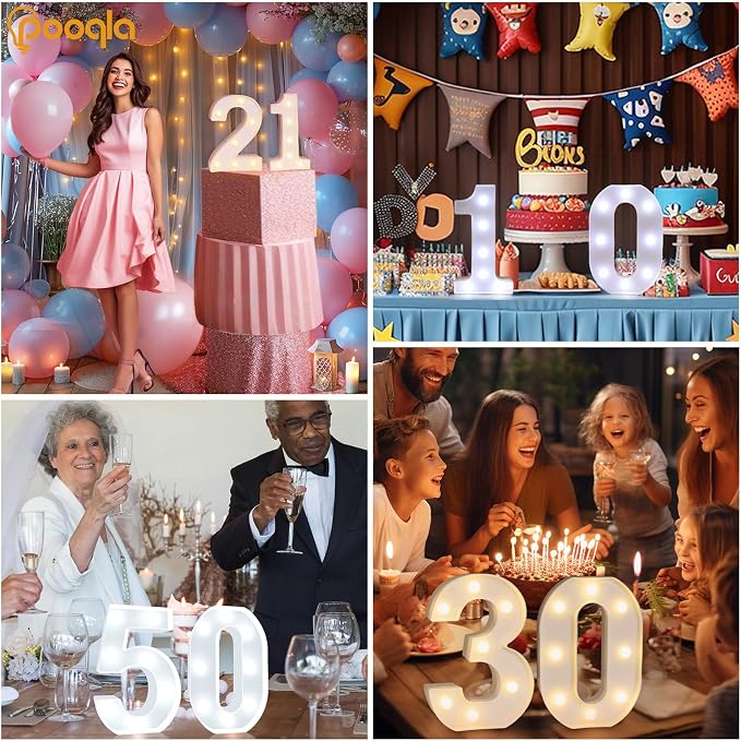 Pooqla 13th Birthday Decoration for Girls Boys, Decorative LED Light Up Numbers, Marquee Numbers 13 Sign for Party Backdrop 13th Wedding Anniversary Decor, Warm White and Cool White Number 13 - Image 4