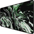 Large Extended Mouse Pad with Stitched Edges, Durable Non-Slip Natural Rubber Base, Waterproof Computer Keyboard Pad Mat for Esports Pros/Gamer/Desktop/Office/Home - Marble Green by Hsmienk