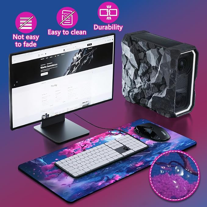 Mouse Pad Gaming - Desk Mat for Keyboard and Mouse - Large Mouse Pads for Desk, Gaming Mousepad with Non-Slip Base, Desks Pad (31.5" X 11.8") for Game, Office and Home - Image 4