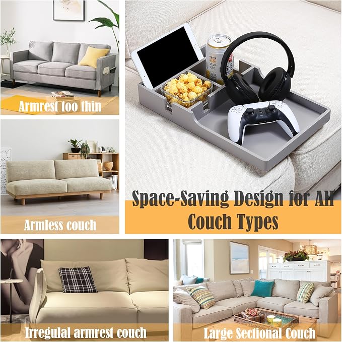 Nnewvante Couch Table Between Cushion Seat Bamboo,Gray - Image 4
