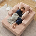 Boneless Chaise Lounge Chair, 54" Oversized Cloud Couch Sofa with Deep Seat, Plush Corduroy Reading Chair for Living Room, Bedroom, Reading Nook, Apartment, Gaming Room & Movie Nights, Pink by Opiesit