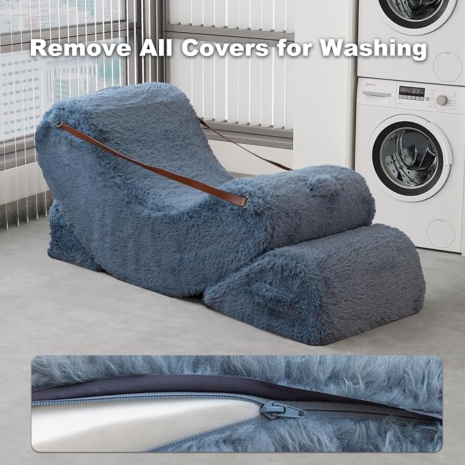 Quiet Rocking Chair, 3-in-1 Adjustable Boneless Floor Recliner for Adults | Zero Gravity Comfort as a Rocker, Chaise Lounger or Floor Seat, with Faux Fur Washable Cover for Reading, Nursing or Gaming - Image 8