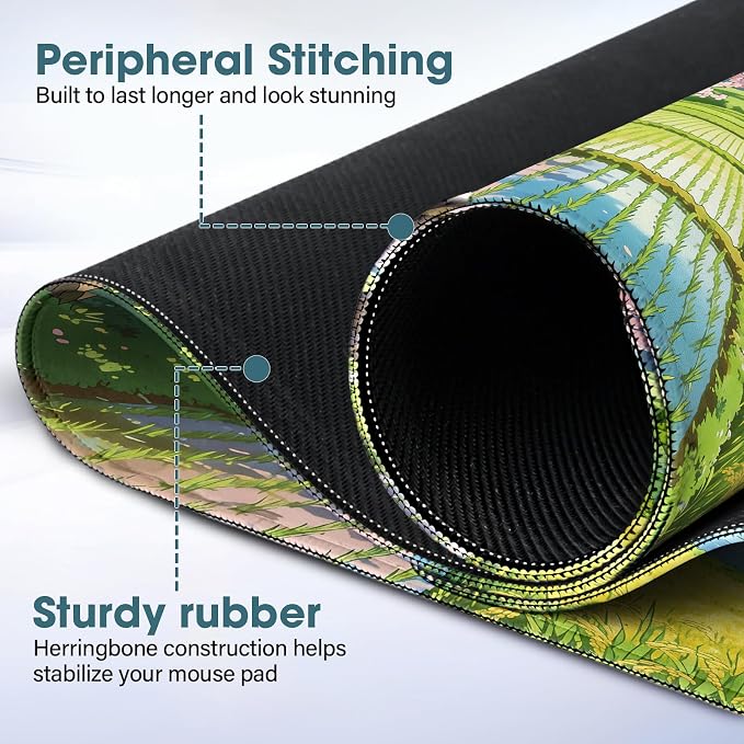 Desk Mat 31.5x15.7 Inch for Office - Extra Large Mouse Pad, Lake | Protects Desk from Scratches and Spills, Non Slip with Stitched Edges - Image 3
