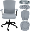 Tallew 4 Pcs Office Chair Covers Set Computer Universal Protective Stretchable Chair Seat Covers Desk Armrest Slipcovers Pads Office Cushion Backrest for Rotating(Quilted Silver Gray) by Tallew