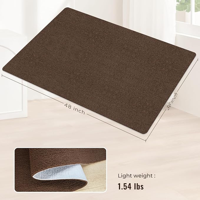 Sycoodeal Office Chair Mat for Hardwood Floor,Slip Resistant Floor Mat for Rolling Chairs,Easy to Clean,Large Floor Protector Office Computer Gaming Chair,Coffee(36"x48") - Image 2