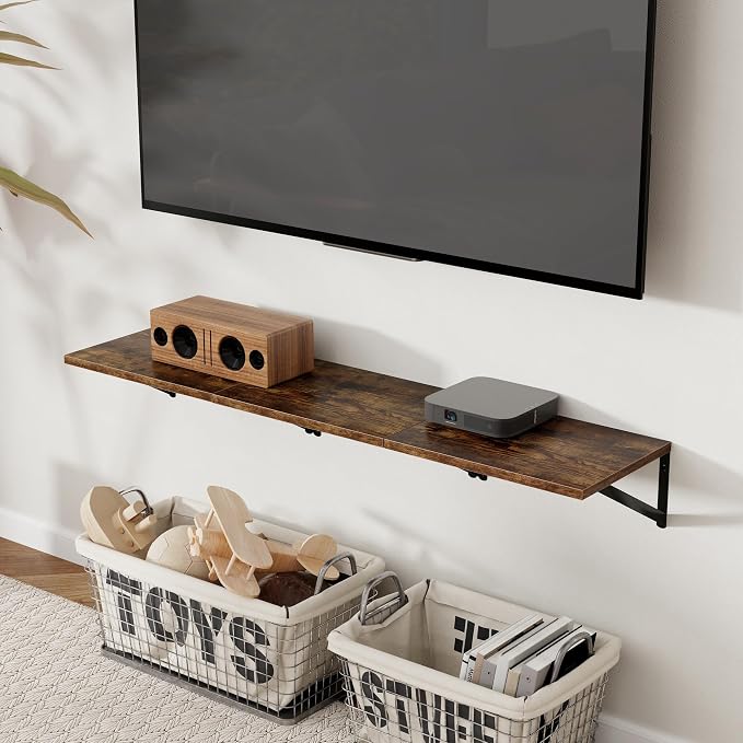 Axeman Deep Floating Shelves for Wall, 16W x 12D Rustic Wood Wall Shelves Set of 2, 12 Inch Deep Large Floating Shelves for Decor & Storage, Hanging Shelves for Farmhouse Kitchen Bathroom Bedroom - Image 2