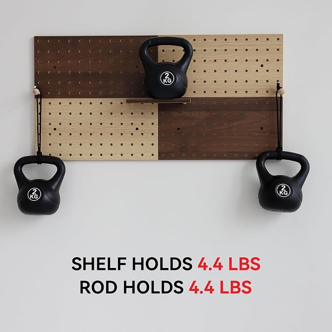 Wooden Pegboard Modular Display Organization Storage Wall Hooks Shelf (Two Colored Finish-B-4) - Image 5