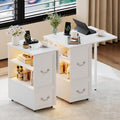 Dystler Rolling Side Table Set of 2 on Wheels, with Charging & LED Lights by CraftYourIdealHomeLife