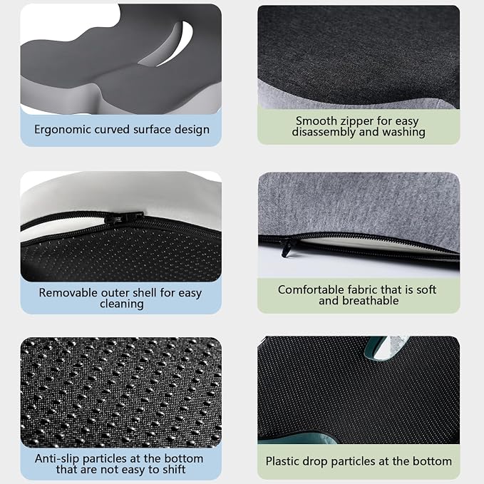 Orthopedic Cushion, Seat Cushion - Car Cushion with L Shaped Ergonomic Design, Memory Foam Seat Cushion for Office Chair, Car and Gaming Seat - Image 6