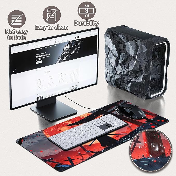 Gaming Mouse Pad - (31.5"×11.8") Japanese Samurai Large Mouse Pads for Desk - Desk Mat for Keyboard and Mouse with Non-Slip Base, Desks Pad Matfor Game/Office & Home - Image 4