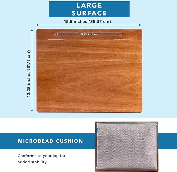 LAPGEAR Schoolhouse Lap Desk - Natural Acacia Wood, Built-in Storage - Image 6