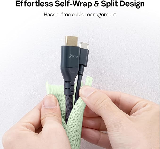 Pixio 10FT Tubing Cable Sleeve – Mint Green 1/2 inch Flexible Cable Management Sleeve for PC, Gaming, TV & Office, Wire Organizer for Desk Cable Cleanup - Image 5