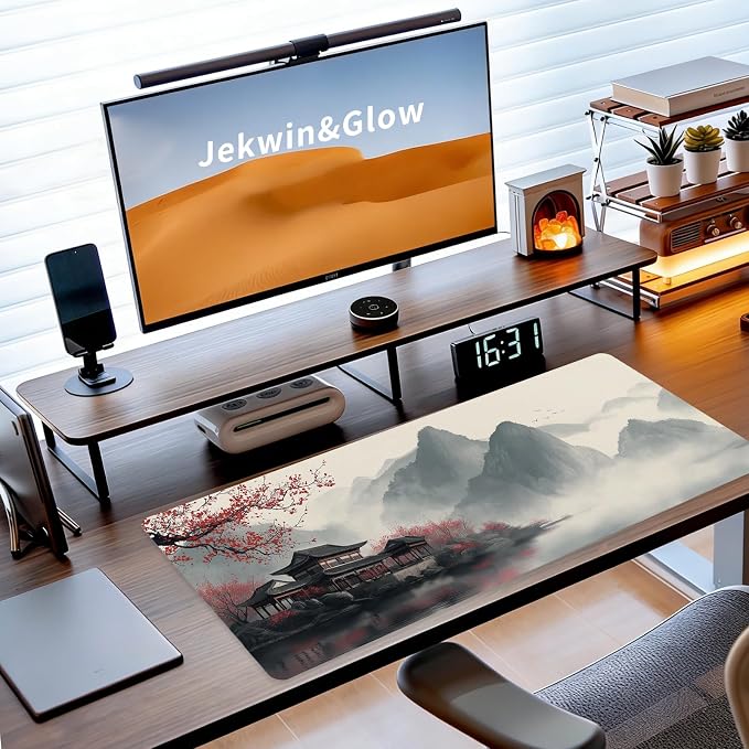 Japanese Large Mouse Pad, Gaming Mousepad Big XL Extended Non-Slip Stitched Edges, Desk Mat, Laptop Computer Keyboard Pad for Desktop Decor Office Home, 31.5x11.8in - Image 3