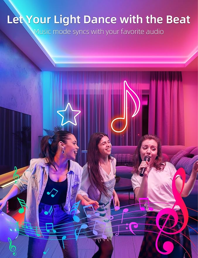 Lamomo LED Strip Lights RGB 16.4Ft, Neon Rope Lights with App Remote Control, Music Sync, Indoor IP65, Waterproof, Flexible DIY Lights Design for Bedroom, Living, Gaming Room, Party Decor - Image 3