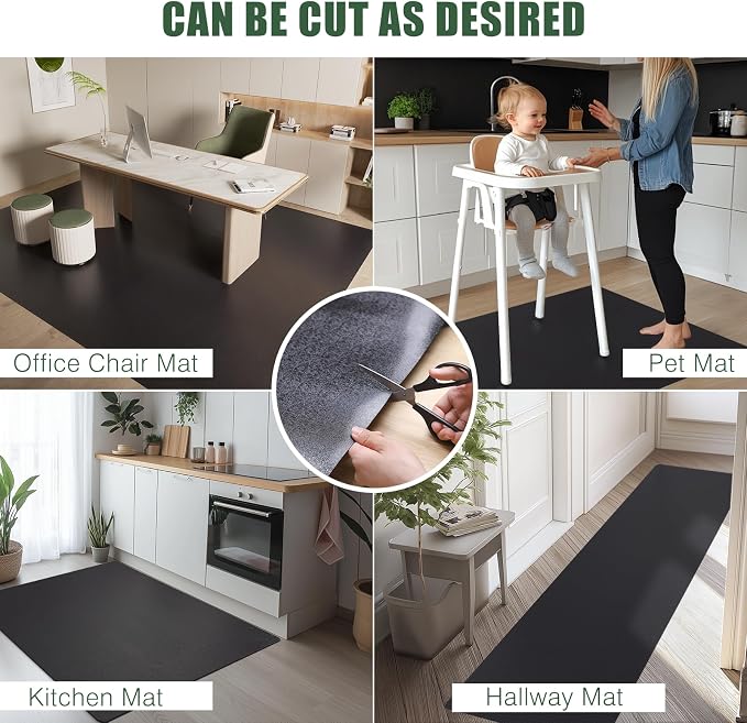 Chair Mat for Hard Floors, 48"x60" Office Chair Mat for Hardwood Floors, 0.08" Thicker Non-Slip Floor Protector Desk Mat for Home, Waterproof Vinyl Floor Mat for Kids & Pets (Black) - Image 7
