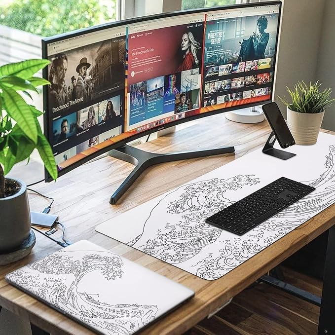 iCasso White Mouse Pad, Extended Gaming Desk Pad 35.4x15.7 in | Stable Rubber Base Mousepad with Stitched Edges,Keyboard Mouse Mat for Work Office Home - Image 7