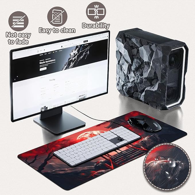Gaming Mouse Pad - (31.5"×11.8") Japanese Samurai Large Mouse Pads for Desk - Desk Mat for Keyboard and Mouse with Non-Slip Base, Desks Pad Matfor Game/Office & Home - Image 4