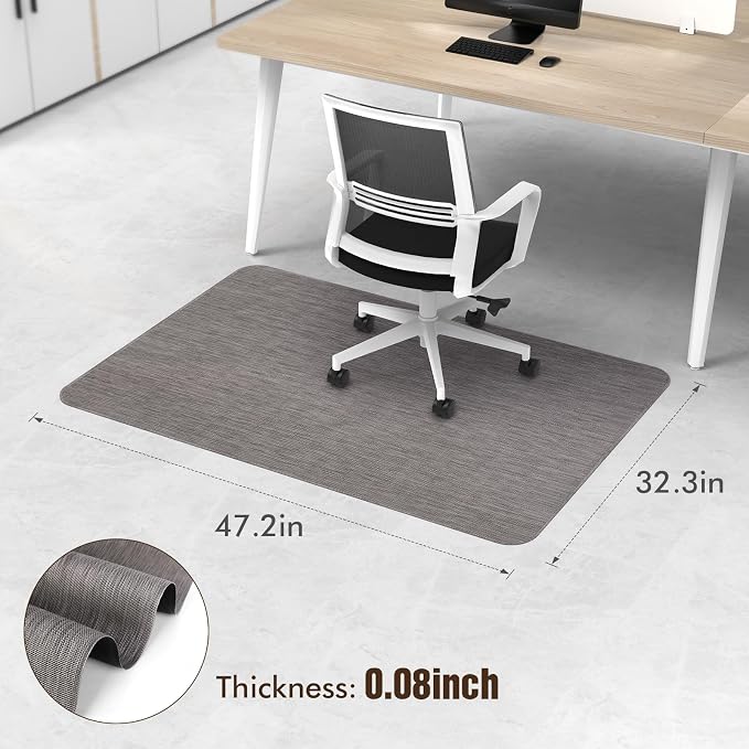 Blvornl Office Chair Mat for Hardwood Floors, Anti-Slip PVC, 32.3"x47.2" | Waterproof, easy to clean, suitable for hardwood, laminate, Rattan Woven Pattern, Durable Solid PVC Material, Dark Grey - Image 2