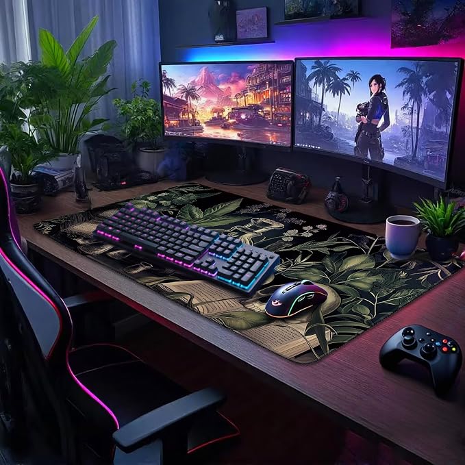 Gothic Dark Botanical Large Gaming Mouse Pad Desk Mat 31.5"x15.7" | Extended Mousepad, Non-Slip Rubber Base , Stitched Edges, for Computer/Laptop/Office/Home - Image 2