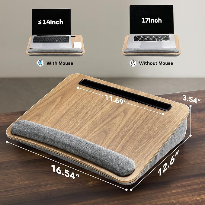 HUANUO Laptop Lap Desk with Cushion, Fit up to 15.6" Laptops, Woodgrain - Image 4
