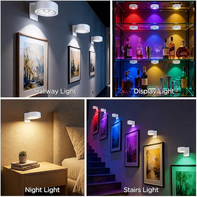 6-Pack Picture Lights for Wall, Rechargeable Wireless Poster Lights, White - Image 8