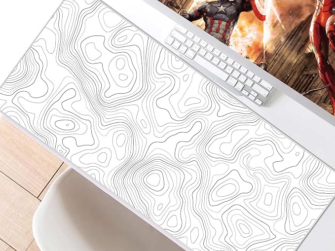JIALONG White Topographic Large Gaming Mouse Pad, XXL Mousepad, Big Mouse Mat Desk Pad for Keyboard and Mouse, Gaming Computer Laptop PC Desk Office Accessories - Image 7